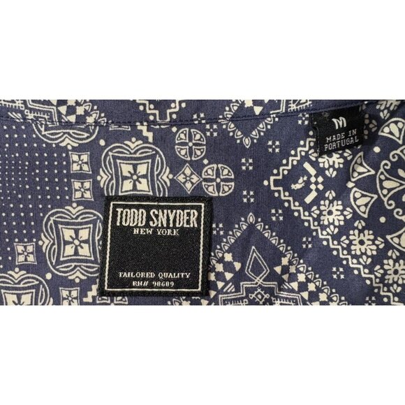 Todd Snyder Bandana Print Lightweight Cotton Camp Shirts sz M blue white NWOT - Picture 2 of 6